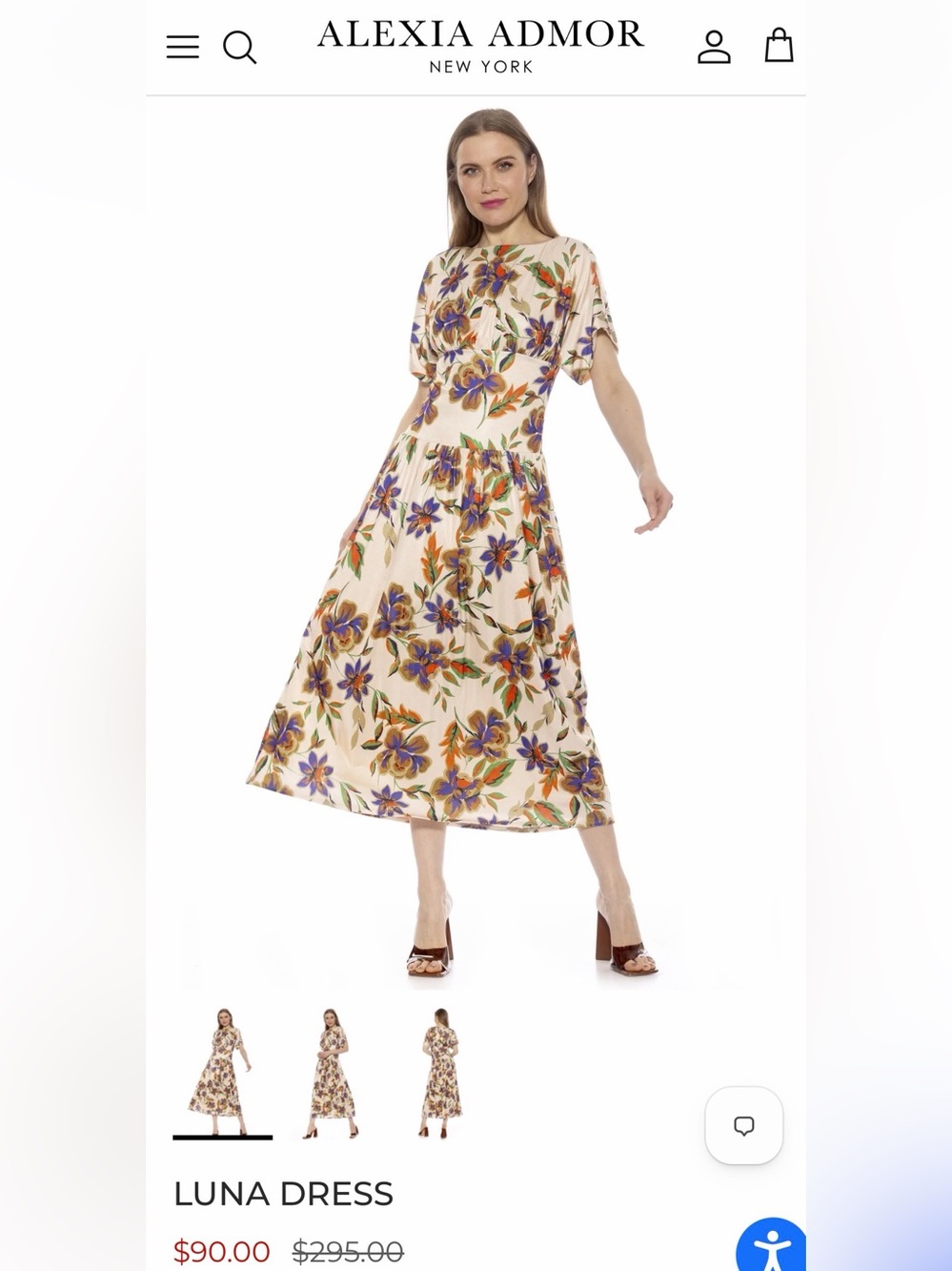 Alexia Admor Cream Maxi Dress with Purple & Orange Floral Print